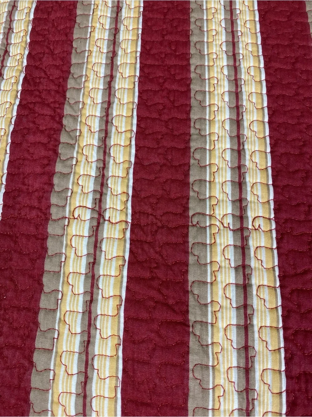 Striped Burgundy Cream Quilt Set 100% cotton